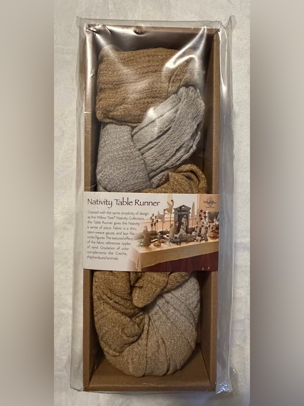 Demdaco Willow Tree Neutral Sand & Oatmeal Nativity Table Runner